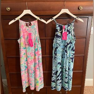 2 Lilly Pulitzer Margot Dress (Dresses) Halter Top Cotton Summer Pima Cotton